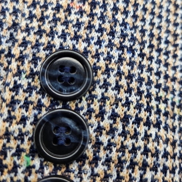 VINTAGE Catalina Tweed Navy Academia Checked Two Button Blazer Size 18 - Picture 5 of 11